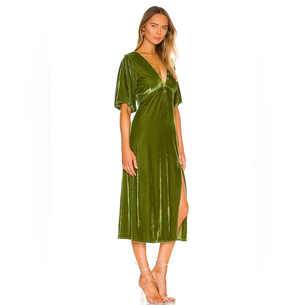 NWT Tularosa Olive Velvet Midi Dress - XS